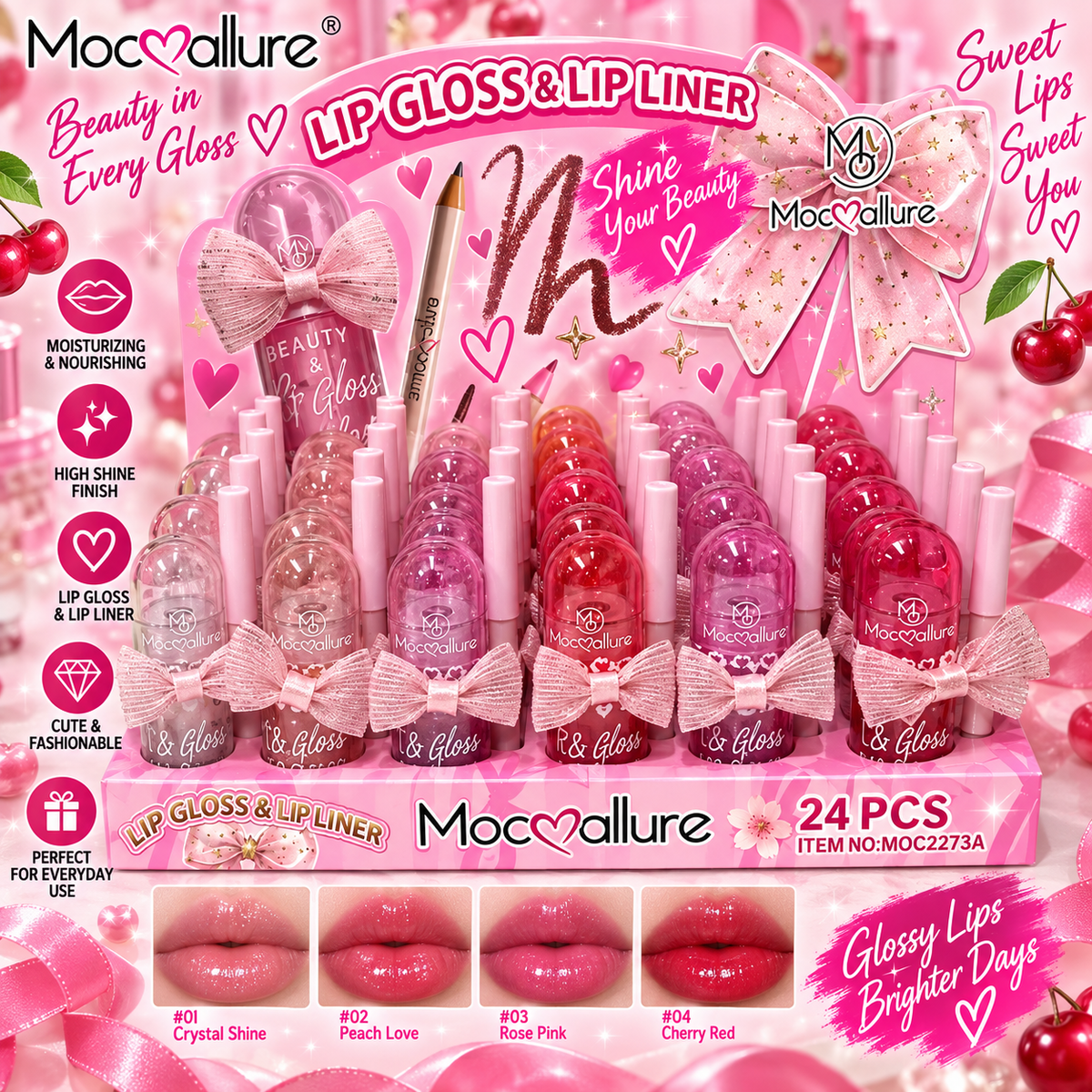 Lip Gloss & Lip Liner 24pc #MO2273A