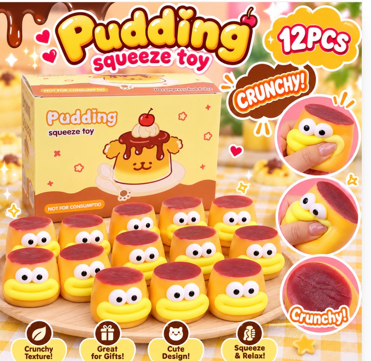 Pudding face crunchy 12pcs Squishy