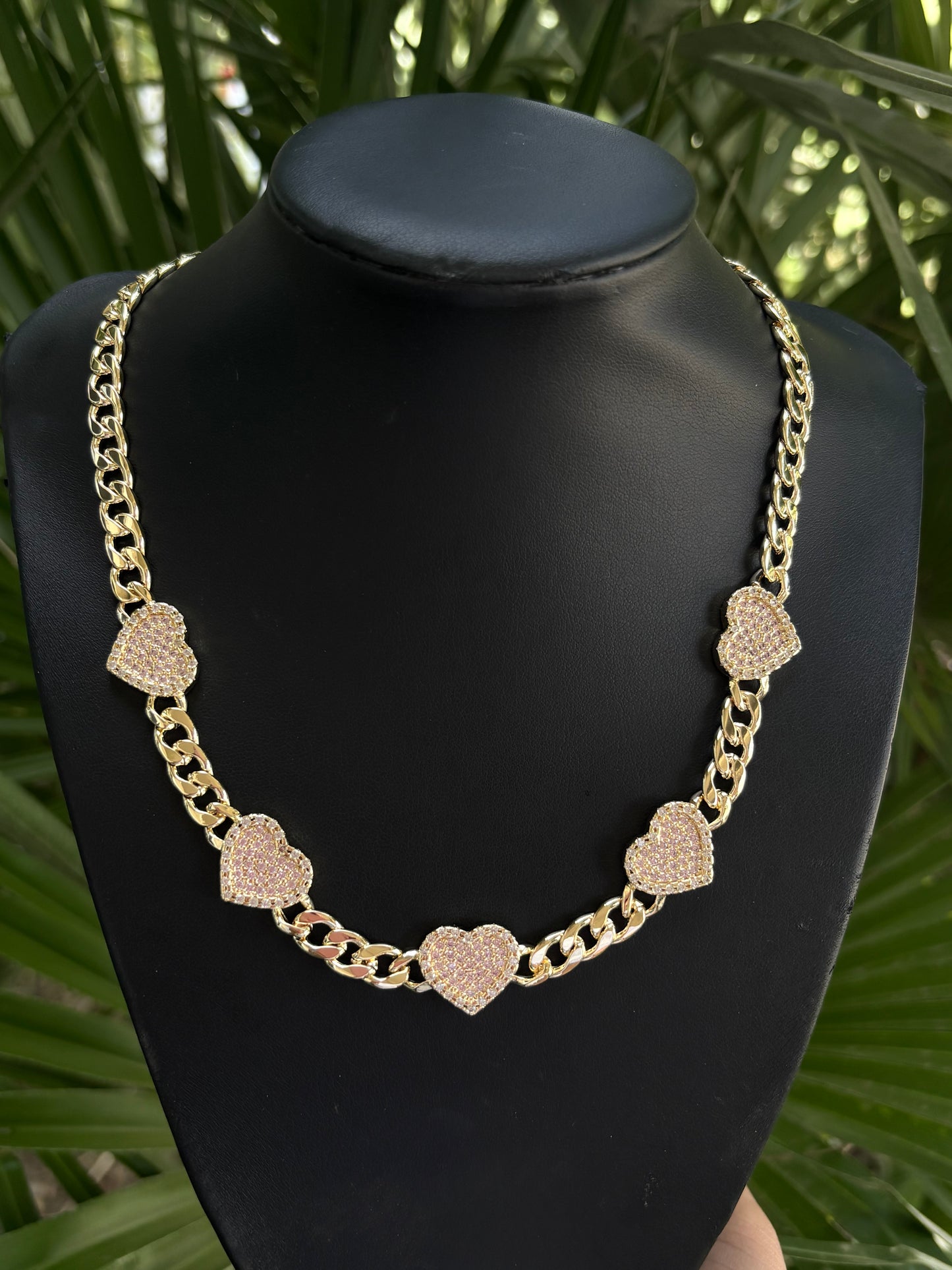 Chain nugget heart pink