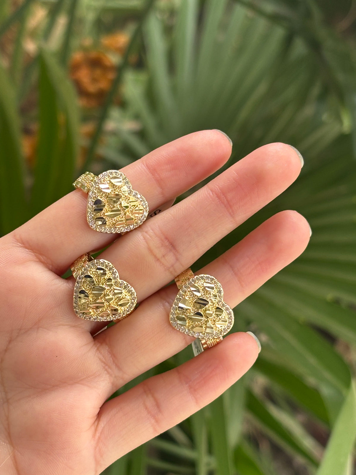 Heart nugget bling ring