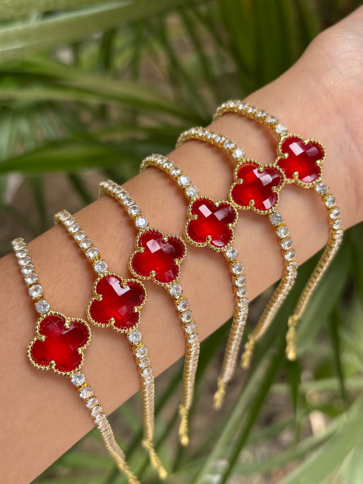 Trebol bling bracelet pack Red
