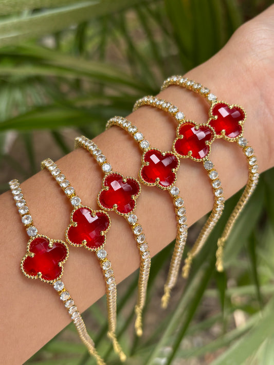Trebol bling bracelet pack Red