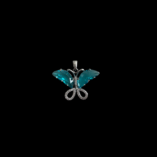 M-21 blue silver pendant butterfly