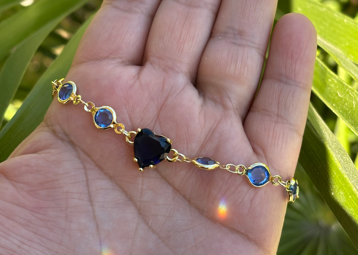 Blue Pebbles Heart Ajustable Bracelet