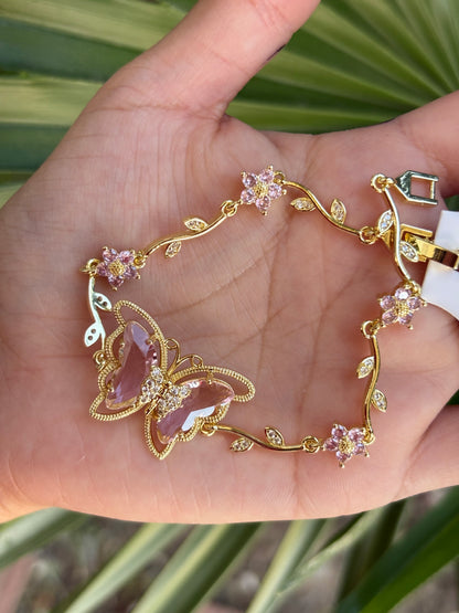 77-A butterfly pink bracelet