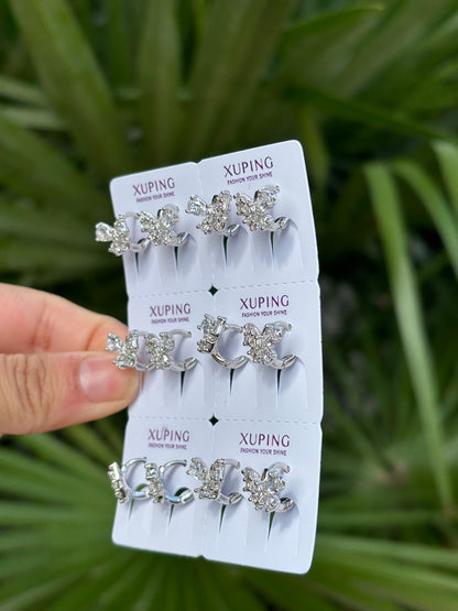 Xp mini butterfly silver earring pack #5867