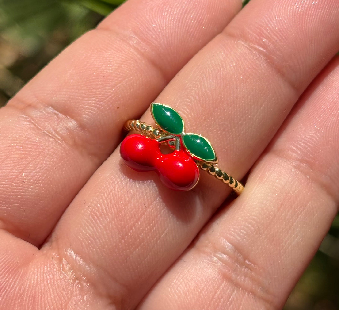 Double Cherry Adjustable Ring