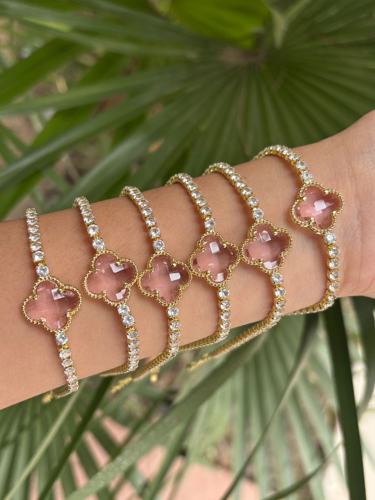 Trebol bling bracelet pack pink