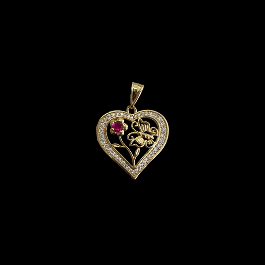 H-54 heart flower pendant
