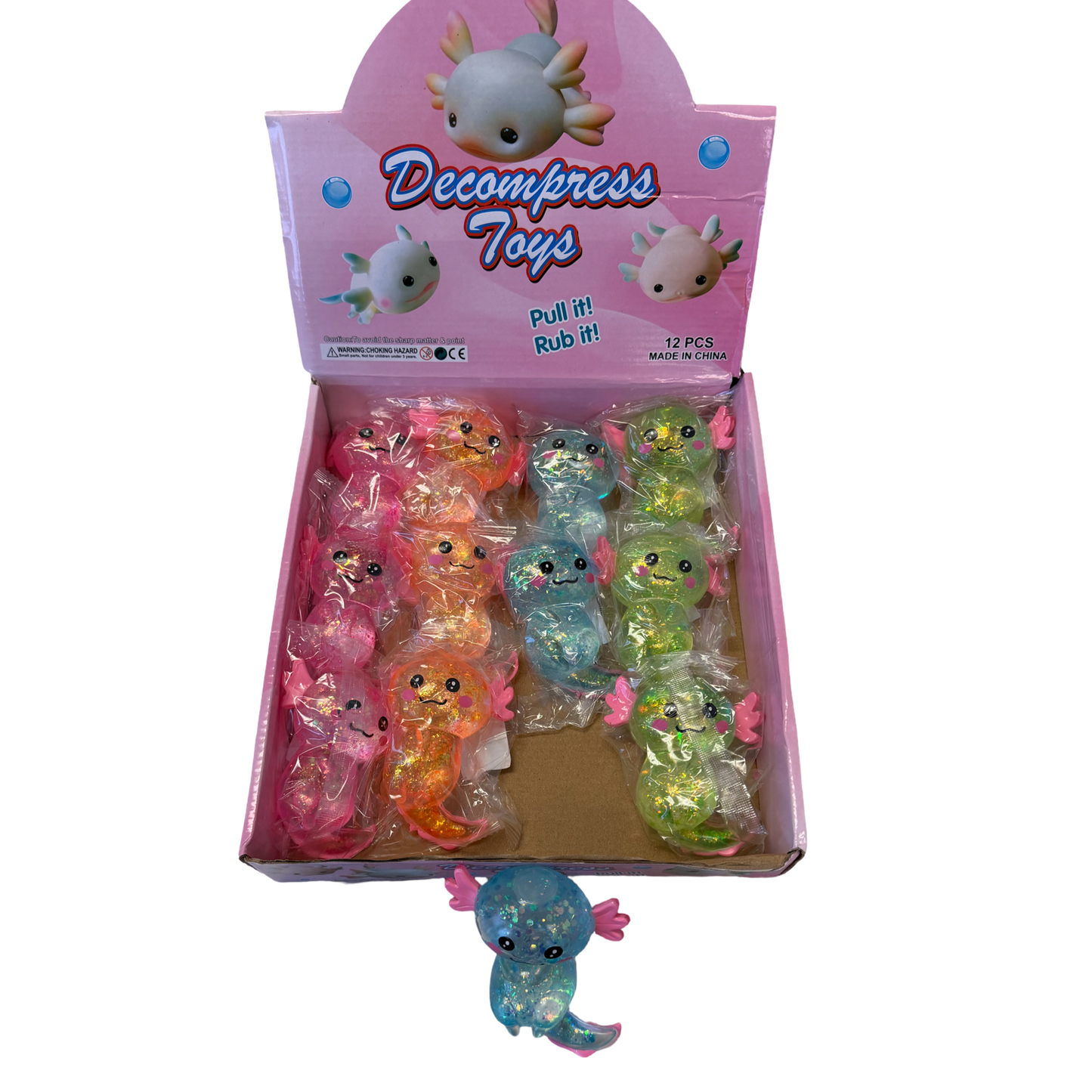 12pc Axolotl Glitter Sugar Squishy