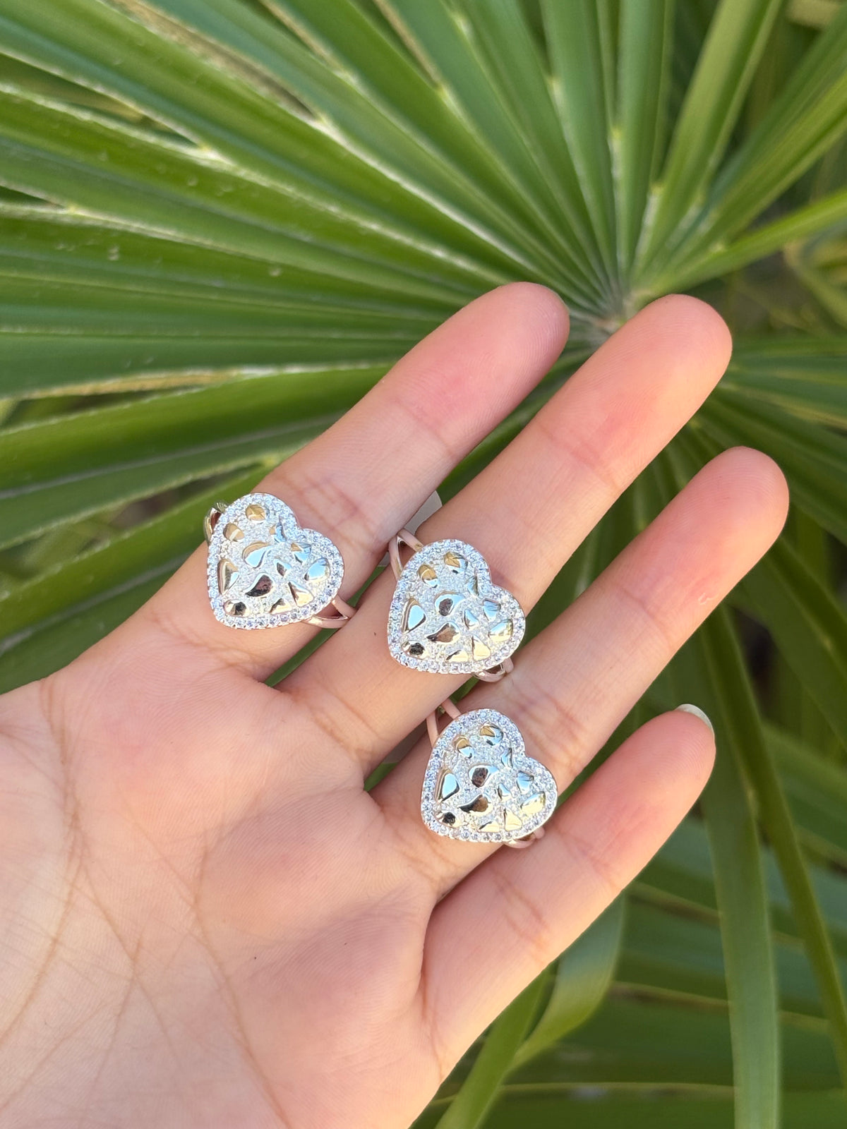 Heart silver nugget ring