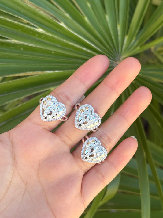 Heart silver nugget ring