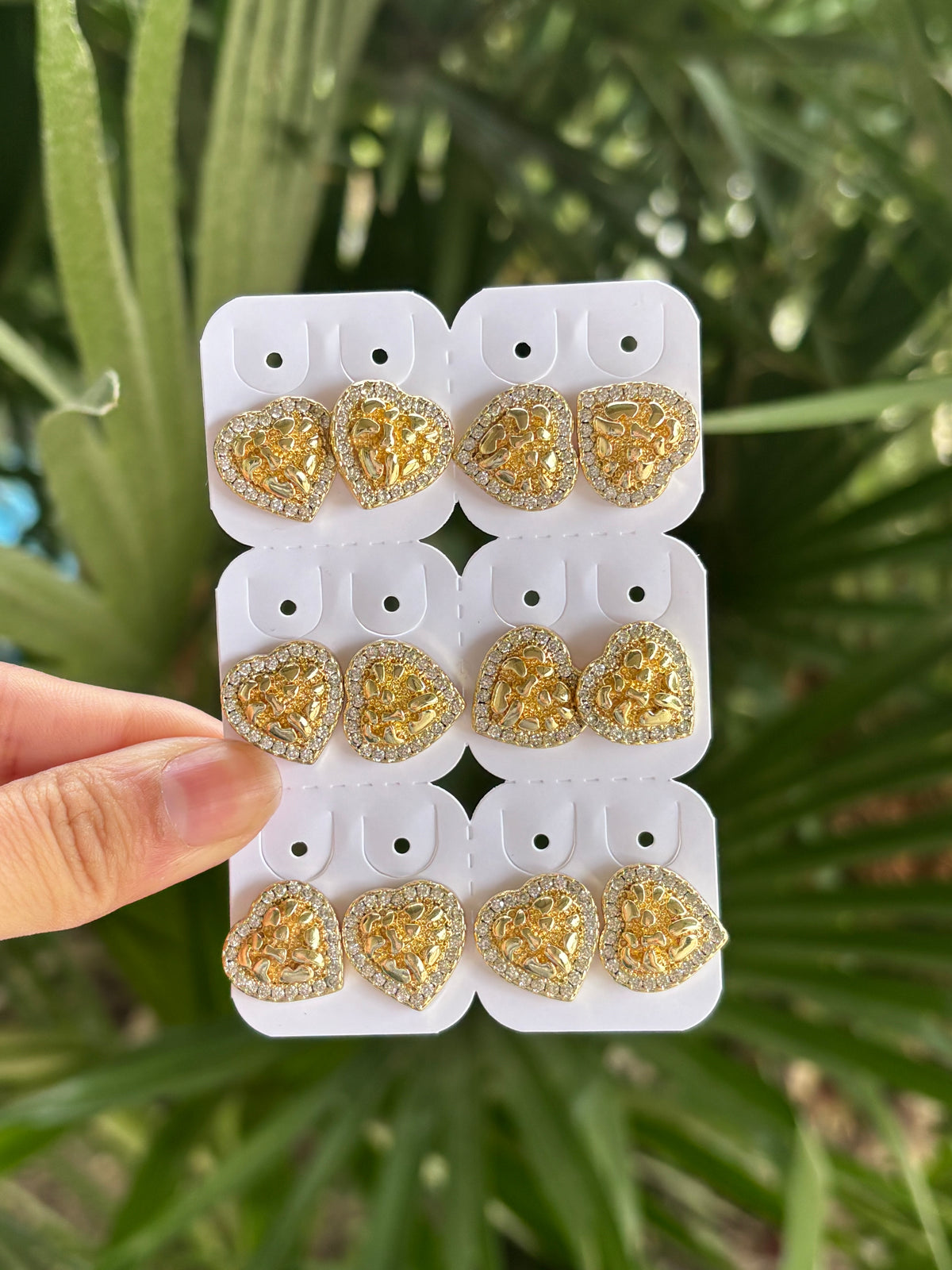 Heart nugget bling earring pack