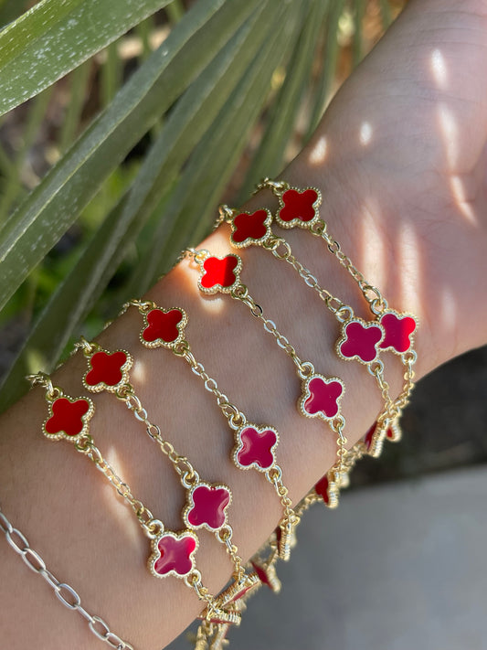 6pcs trébol red bracelet