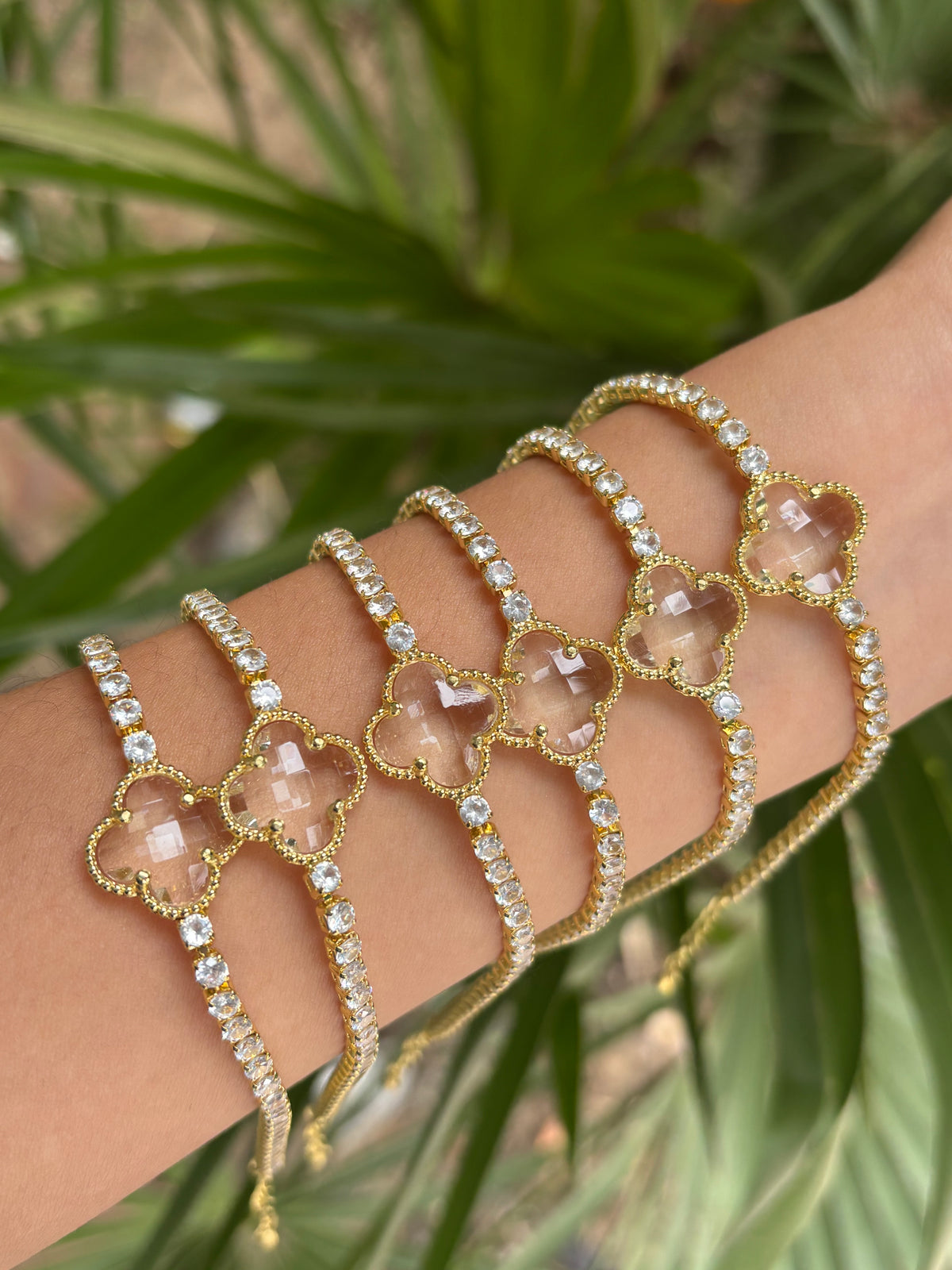 Trebol bling bracelet pack white