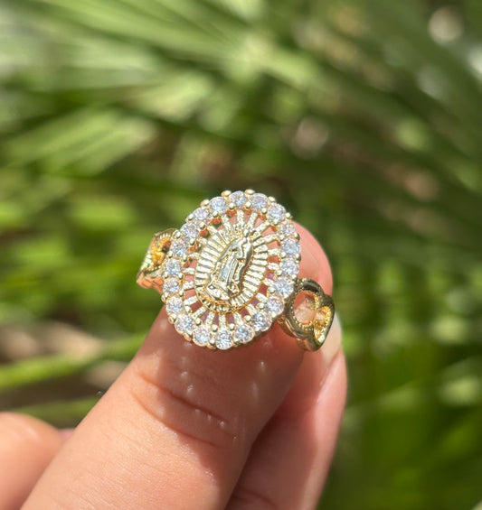 White Virgencita Adjustable Ring