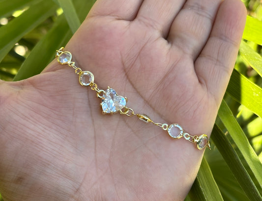 White Pebbles Heart Ajustable Bracelet