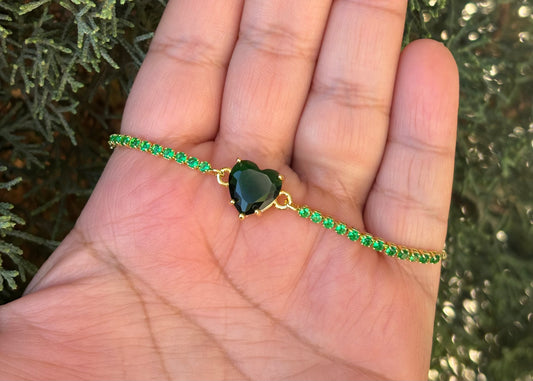 Green Heart Ajustable Bracelet
