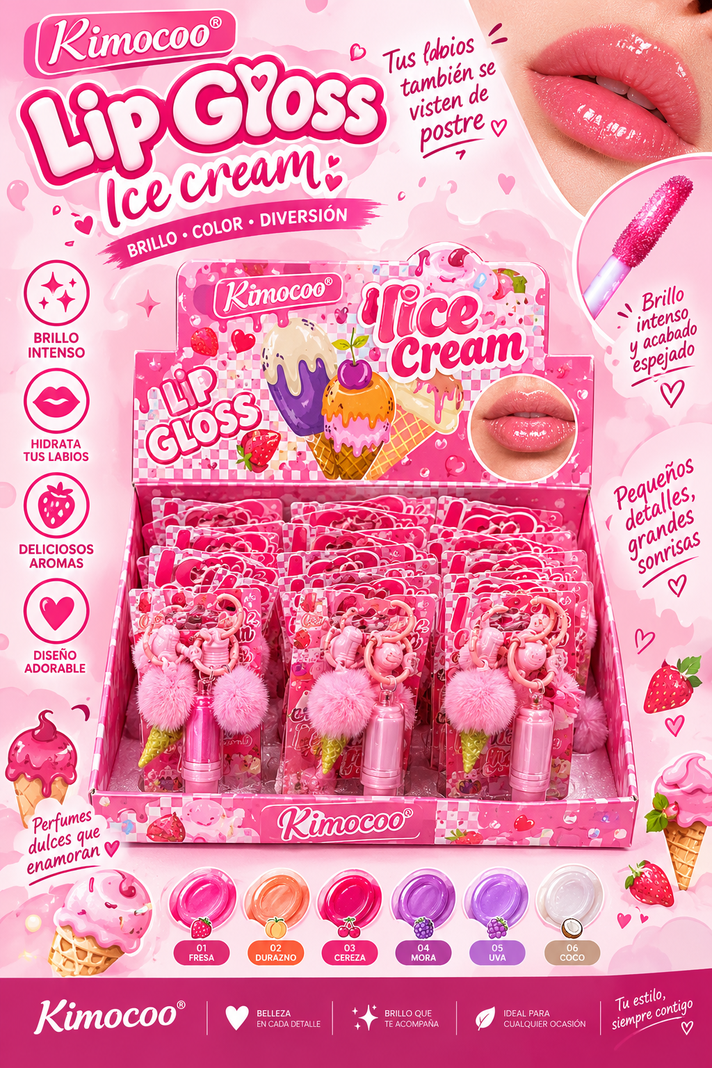 Lip keychain ice cream 12pcs