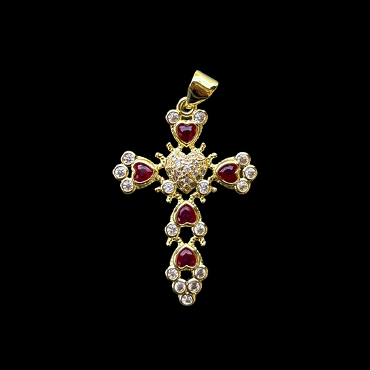 Cruz heart pink  pendant