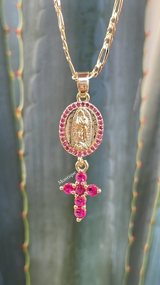 Pink Virgen pendant