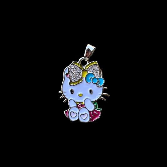 Silver Hk double bow pendant