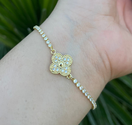 Trébol Bling Bling Ajustable Bracelet