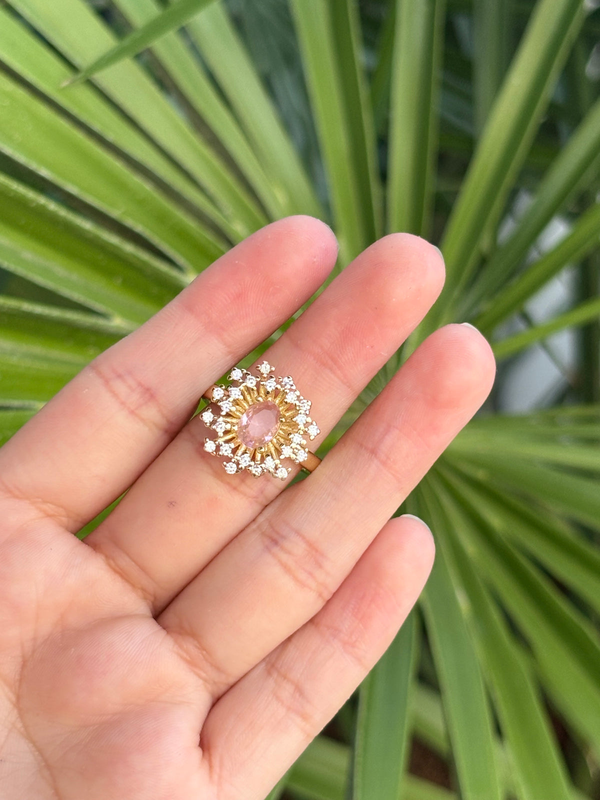 Pink flower ring ajustable