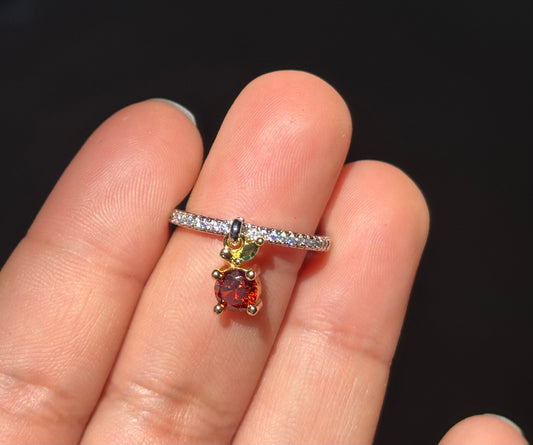Silver Cherry Ring Size 9