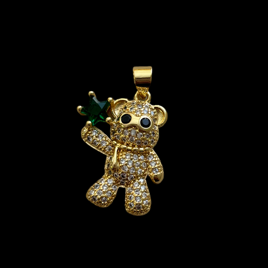 S-5 green star bear pendant