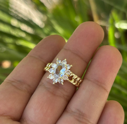 Flower Cuban Ajustable Ring
