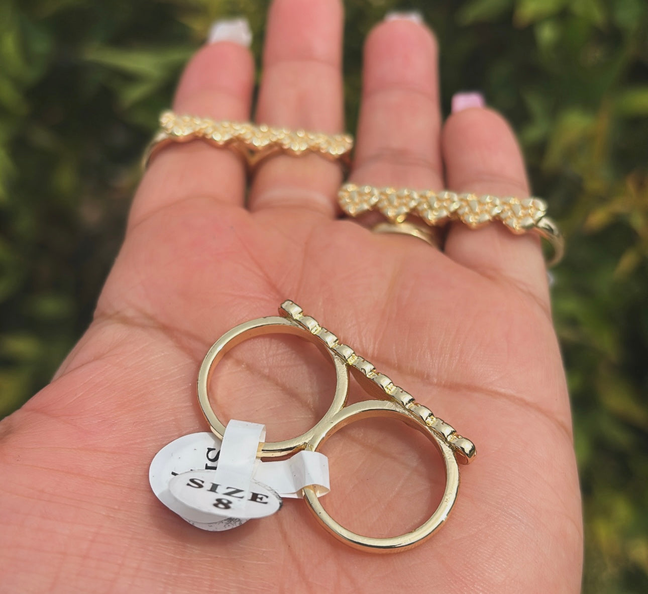 1pc Nugget Double Finger Ring Size 8&7
