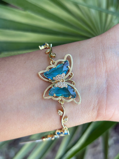 75-A Butterfly blue bracelet