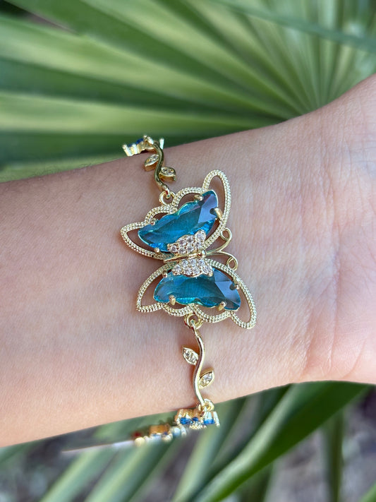 75-A Butterfly blue bracelet
