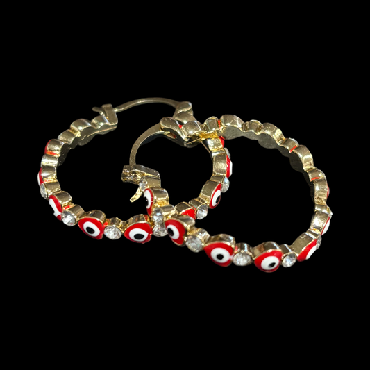 Red Ojo Hoop Earring #999