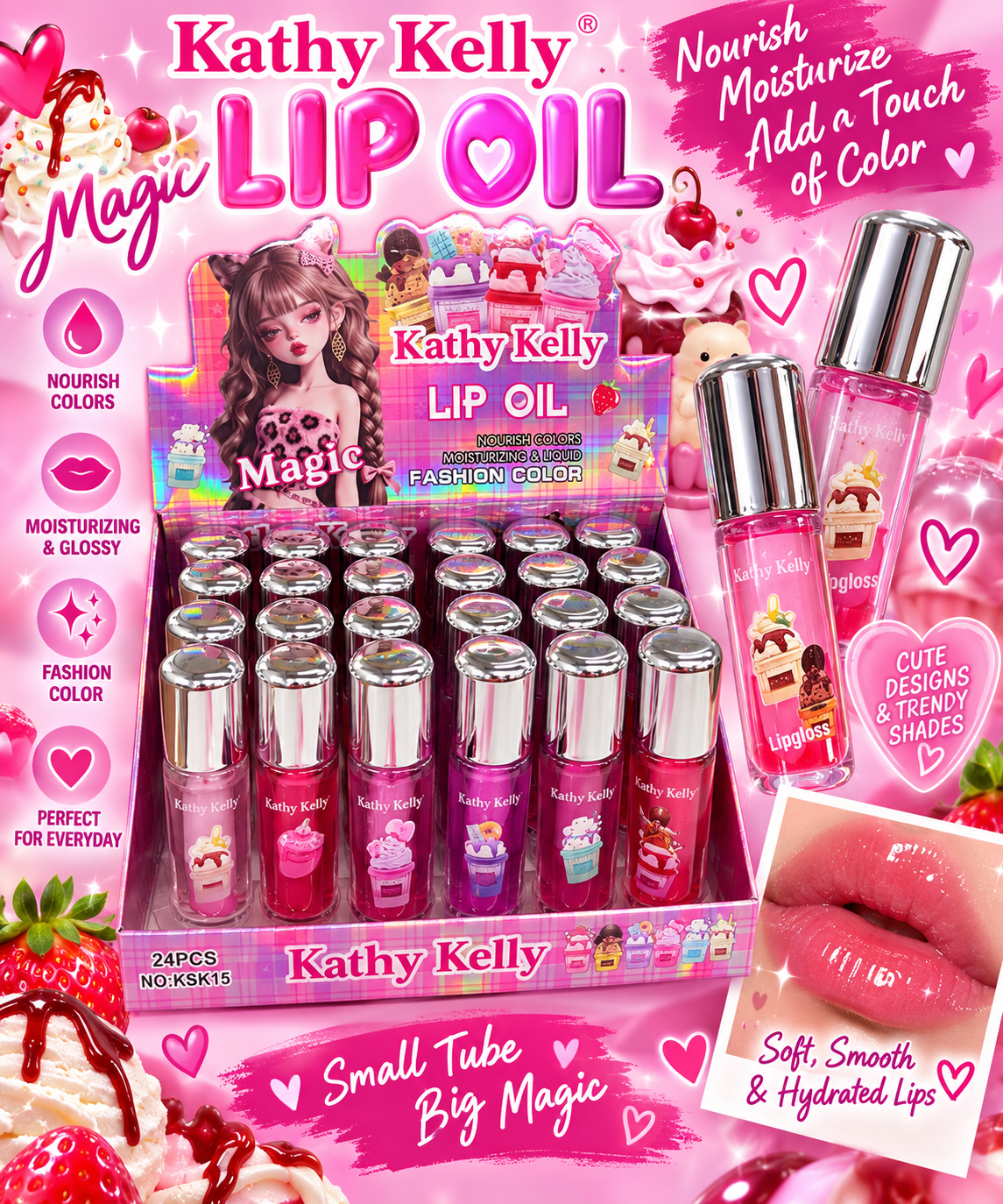 Cup Cake Lips 24pc #KS15