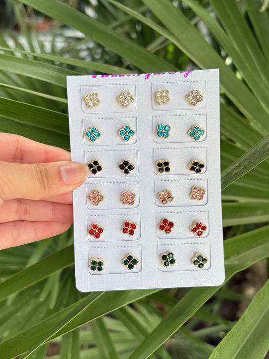 Mini trébol multi earring 12pcs