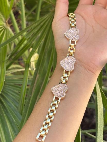 46-A bracelet 3heart pink