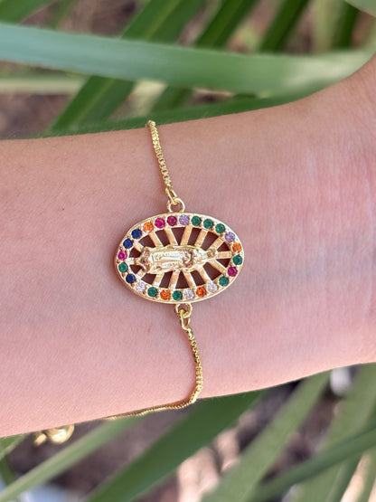 Ajustable Virgen multi ovalo bracelet