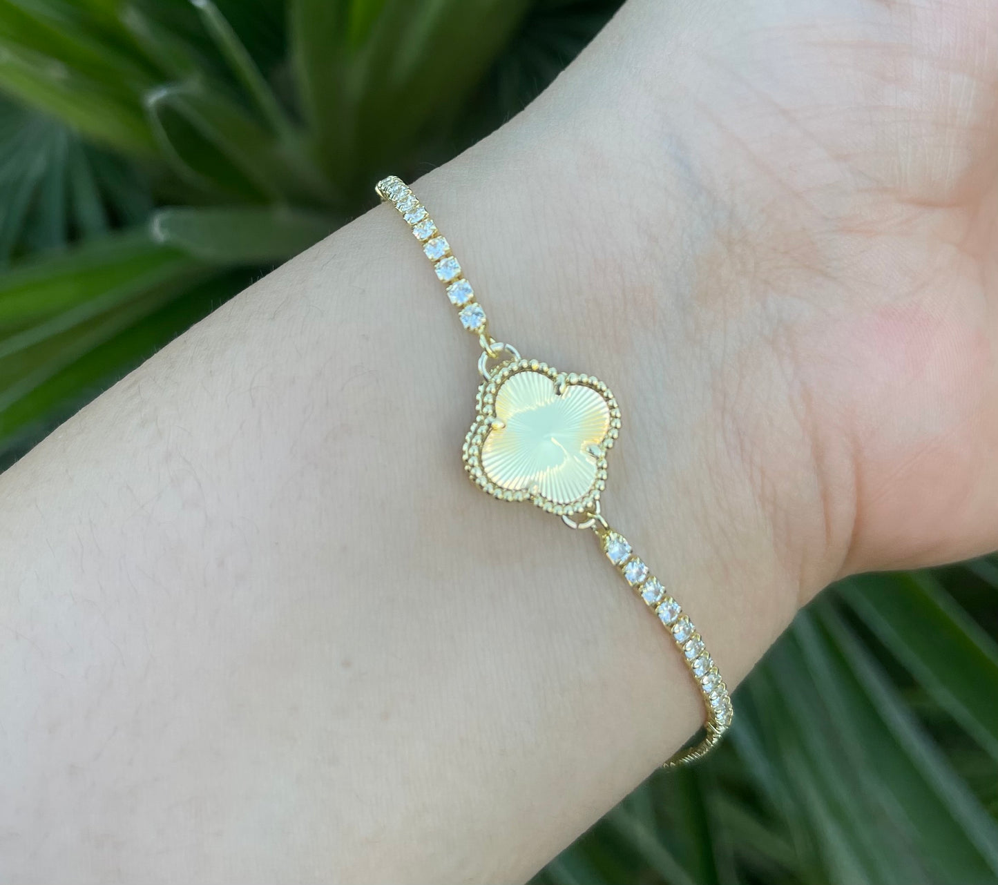 Trébol Solid Bling Ajustable Bracelet