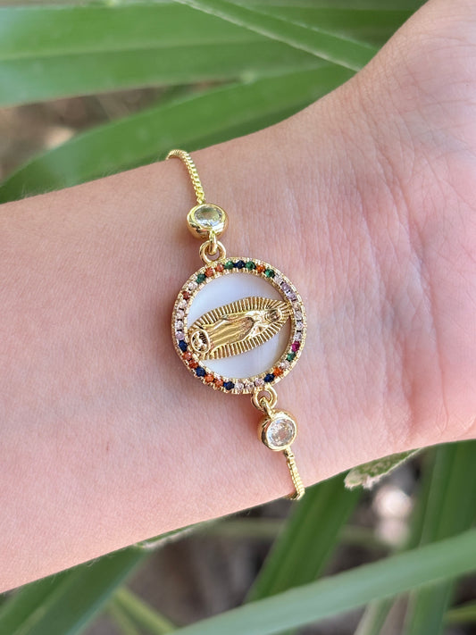 Ajustable V white bracelet