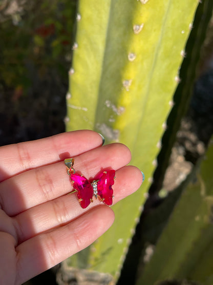 Pink butterfly pendant