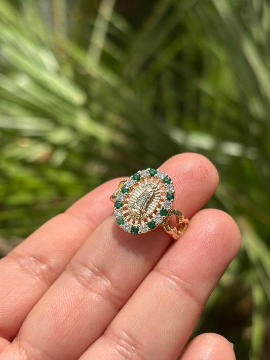 Green Virgencita Ajustable Ring