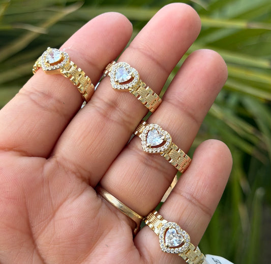 1pc White Heart Rolex Ring