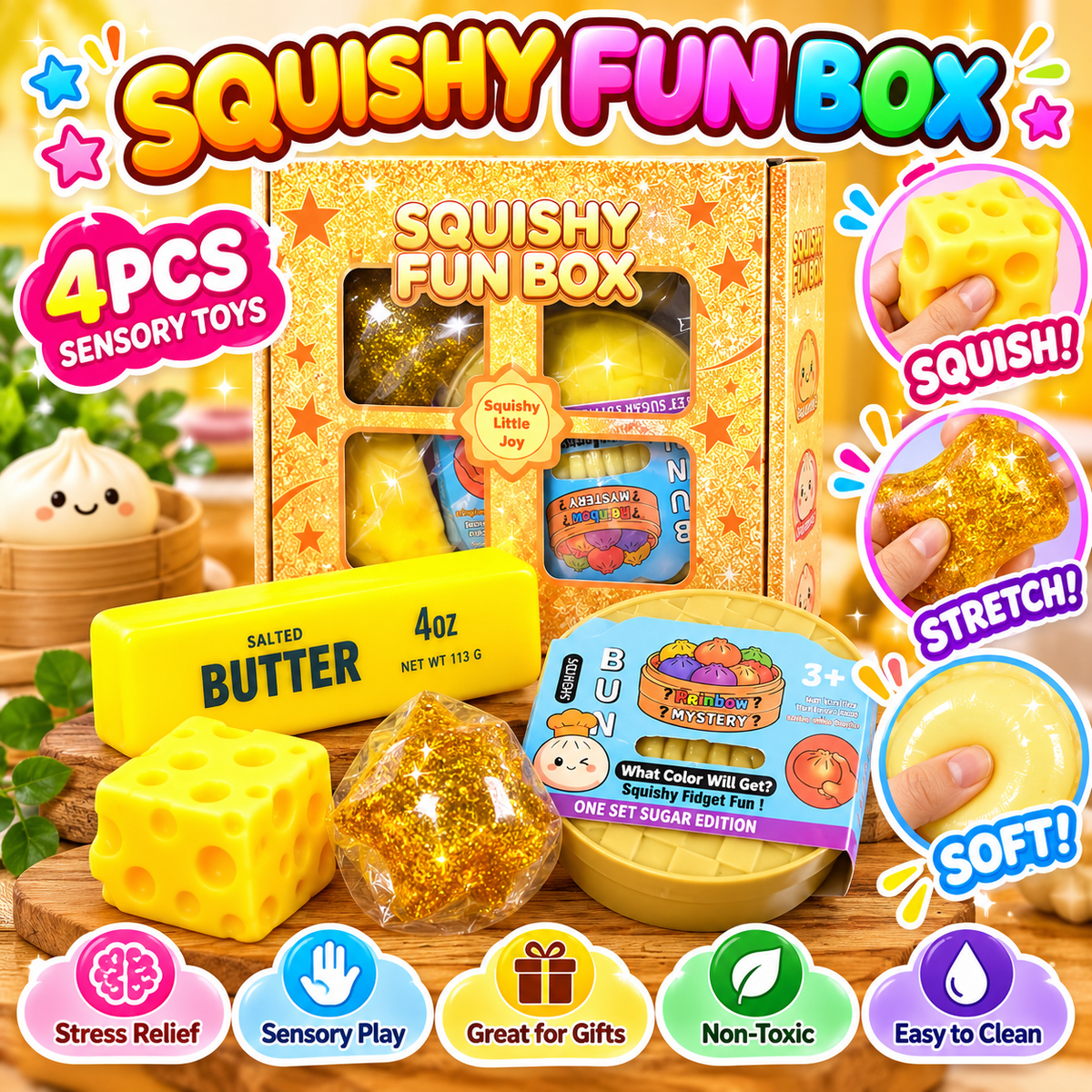 Kit gold 4pcs Squishy