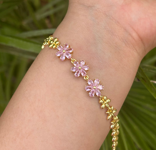 Pink Flower Bracelet