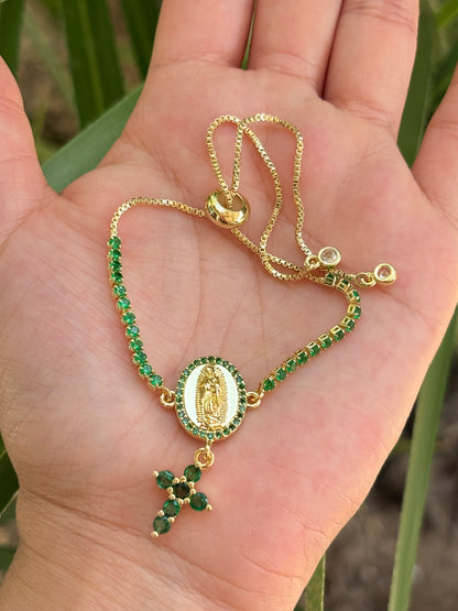 Ajustable Virgen green bracelet