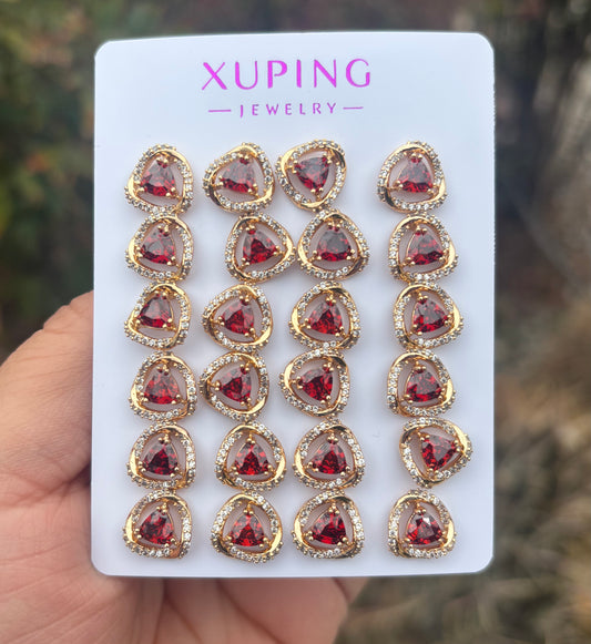 Red Stud Earring 12pc #1907