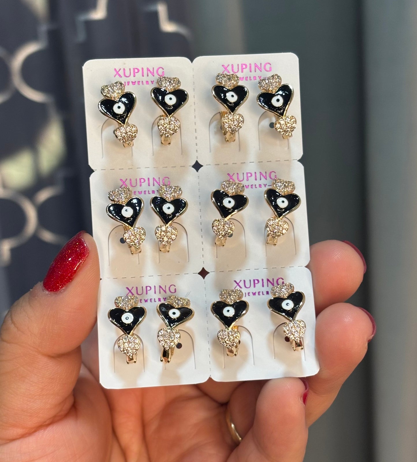 Black Ojo Earring 6pc Pack 18k Stlye#0917