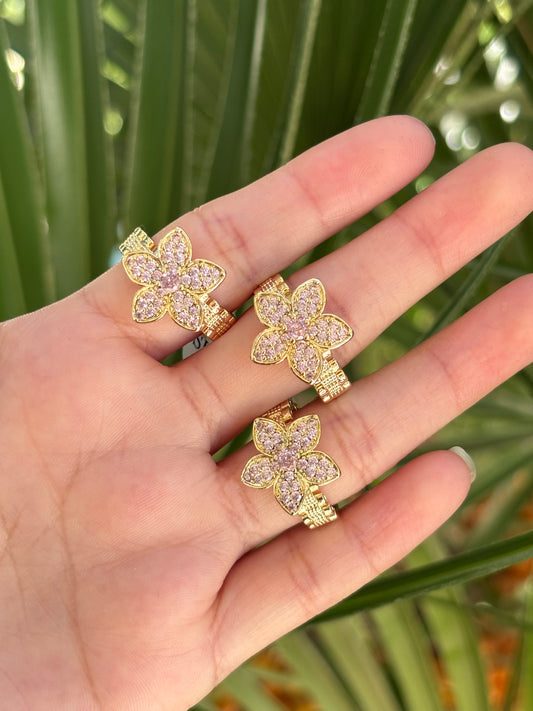 Pink flower ring 1pc